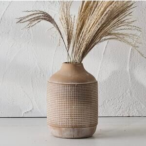 SIDUCAL Ceramic Rustic Farmhouse Vase Boho Pottery 7 Inch Beige decor